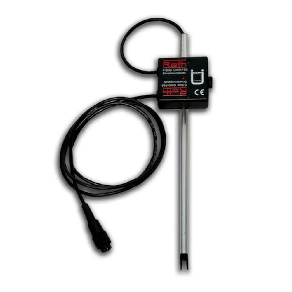 Roth F-Stop GWG-FSS mit einem Metallstift und einem Kabelanschluss. Das Gerät dient zur Erweiterung und Nachrüstung in einem spezifischen Anwendungskontext.